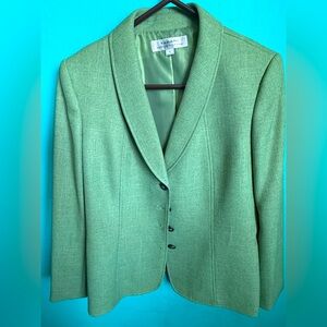 Tahari Green Blazer Structured Suit Jacket